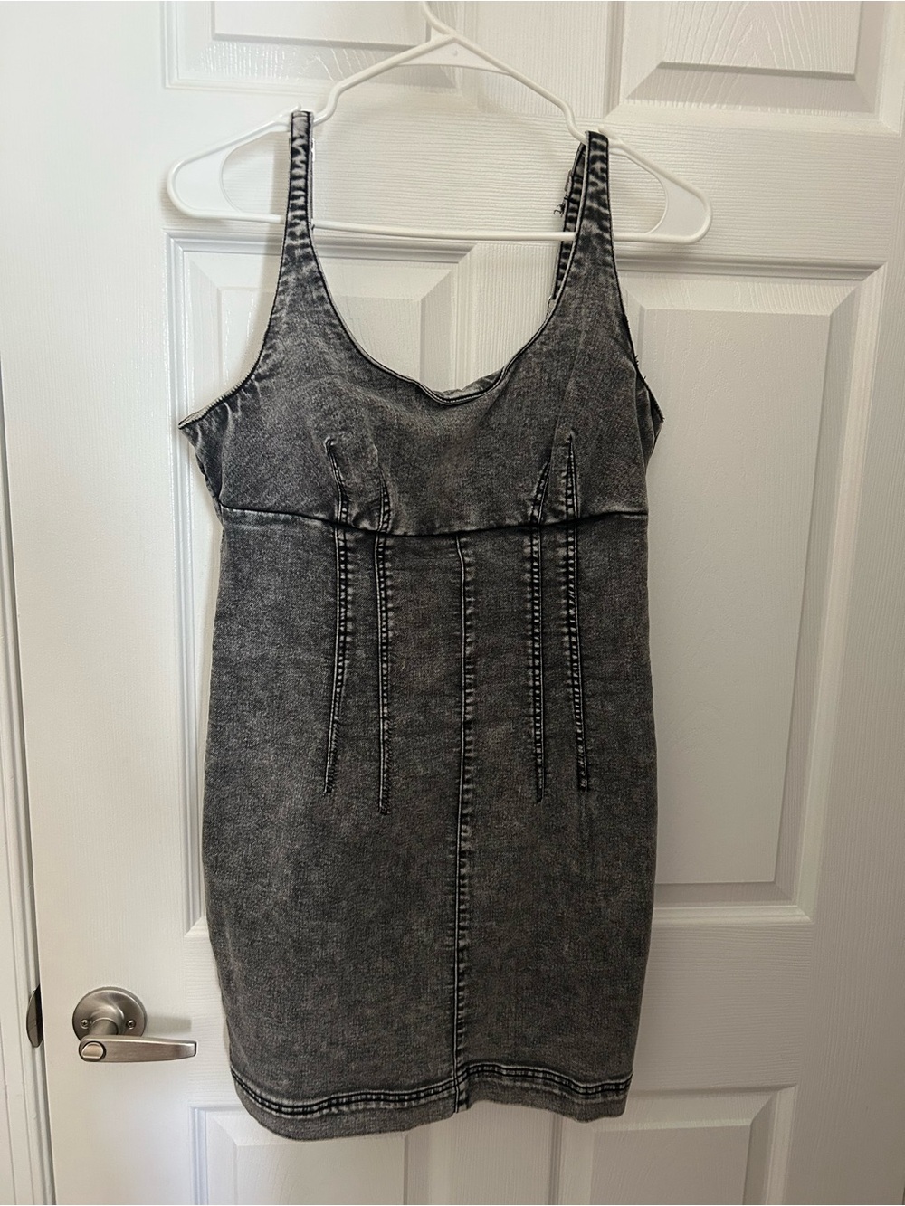 Washed Black Bodycon Tank Dress - Sleeveless Scoop Neck